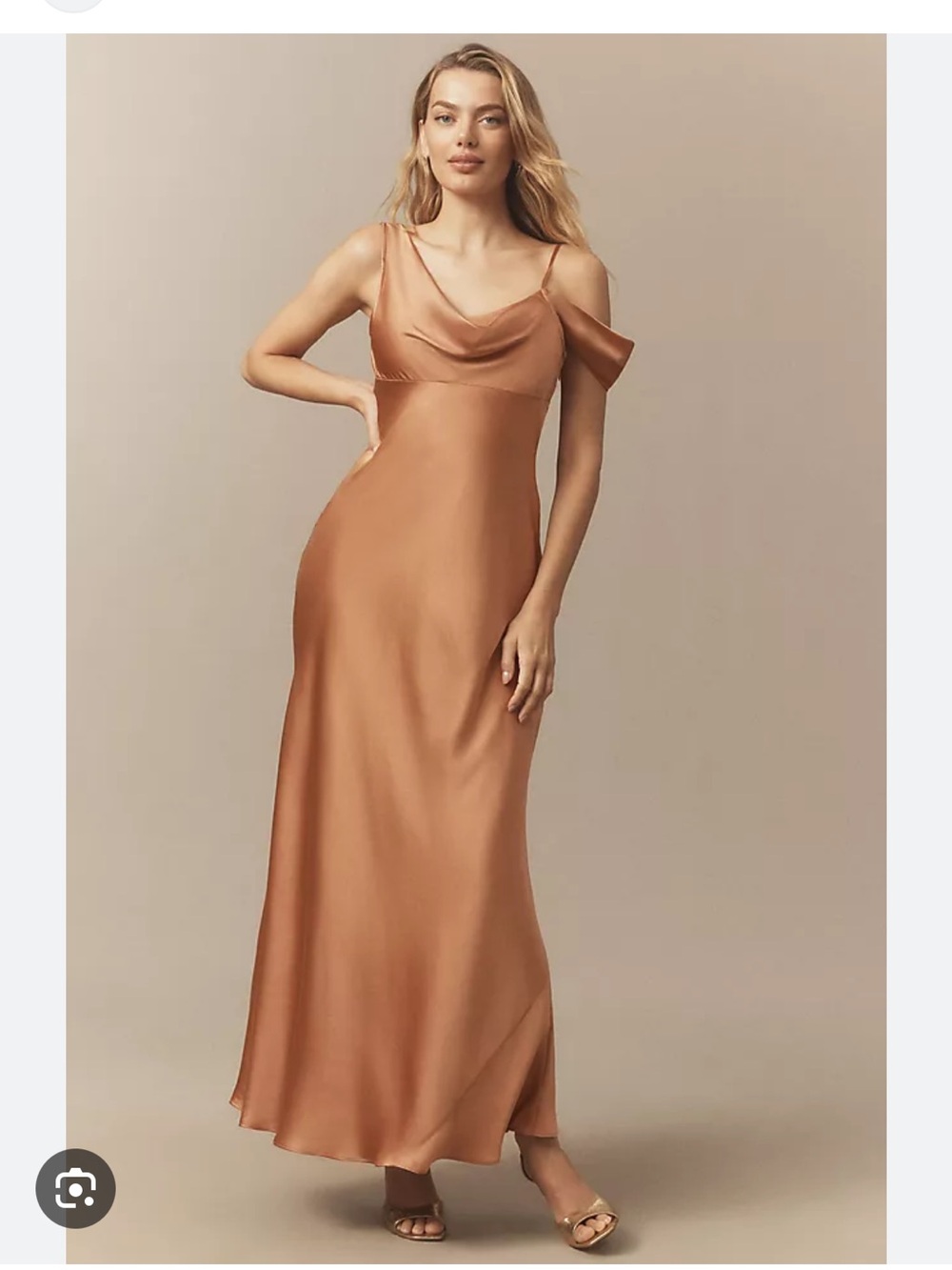 ANTHROPOLOGIE BHLDN ABIGAIL ASYMMETRIC COWL-NECK HIGH-SHINE SATIN MAXI DRESS